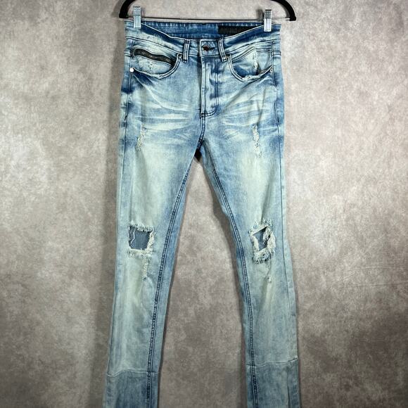 Rockstar Original Ultra Slim Jeans Mens 30 Blue Acid Wash Denim‎ Distressed Rock - Picture 1 of 13
